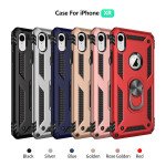 Wholesale iPhone Xr Tech Armor Ring Grip Case with Metal Plate (Silver)